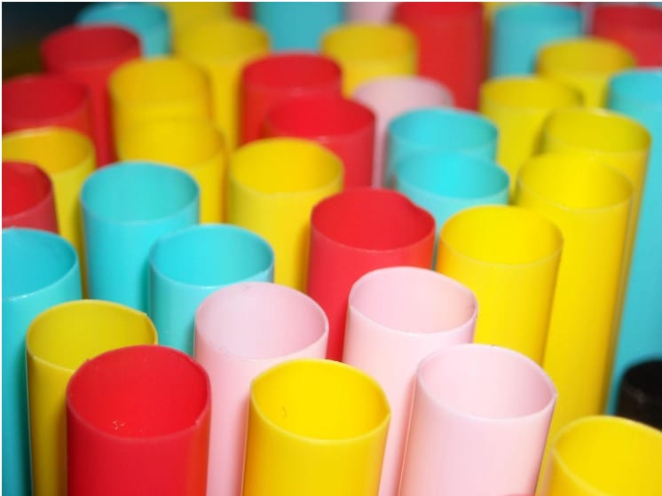 A bunch of colorful straws